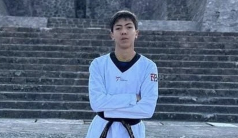 Luis Leonardo Maldonado Juárez en acción durante el Dallas Open Championship 2024 de Taekwondo.